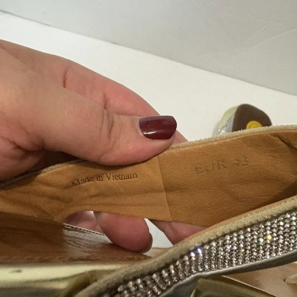 FitFlop Banda Micro-Crystal Sandals Silver Gold Wedge Women’s Size 11 Comfort